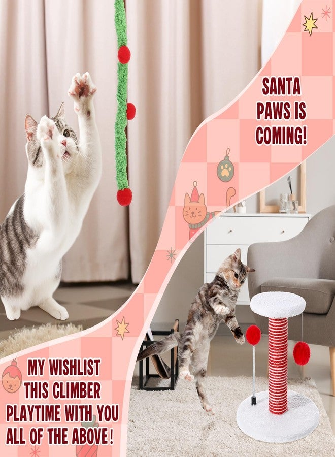 Vertintong 28 Pack Christmas Cat Toys Set Kitten Scratching Post Interactive Cats Spring Ball Toy Santa Hat Scarf Mouse Xmas Stocking Bag Gift for Cat Lovers Indoor Kittens Photo Props - Image 3